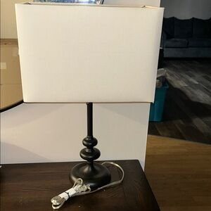 NEW Elegant Black Table Lamp with White Shade